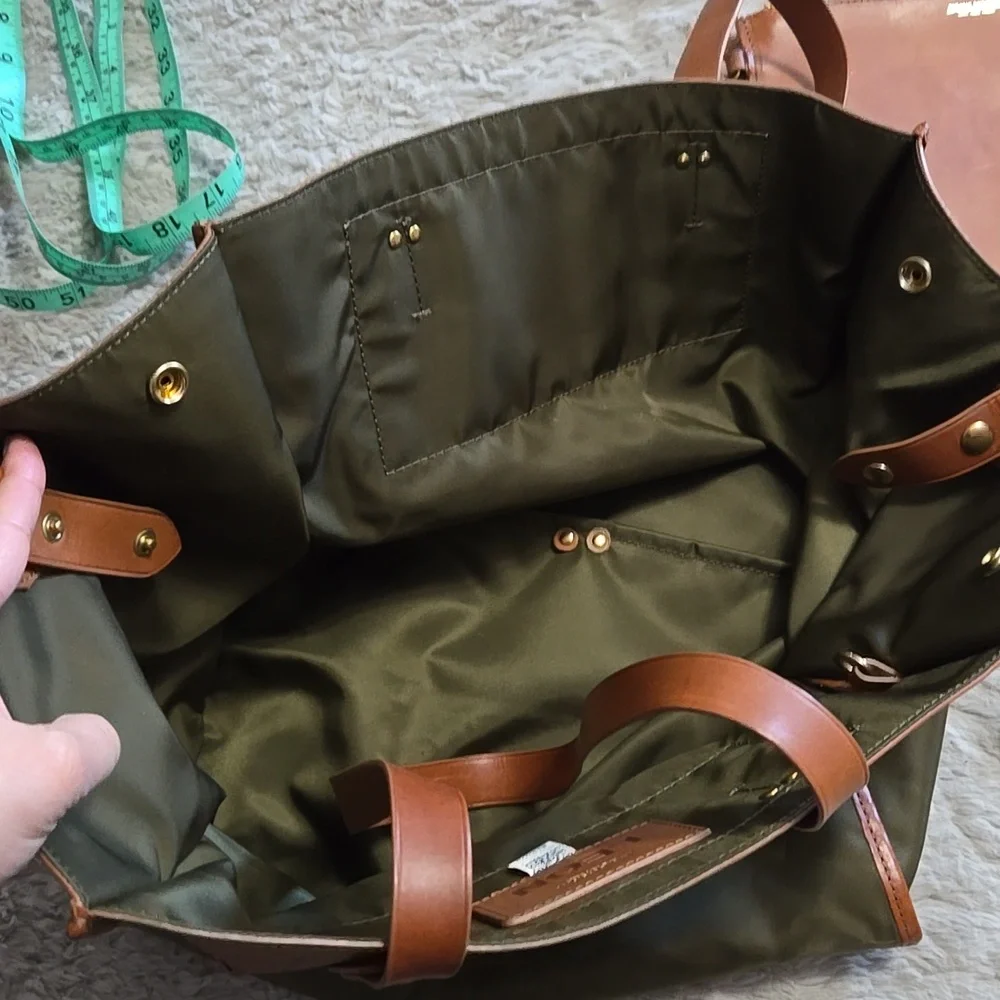 Jerome Dreyfuss Paris Leon olive green nylon leather tote bag